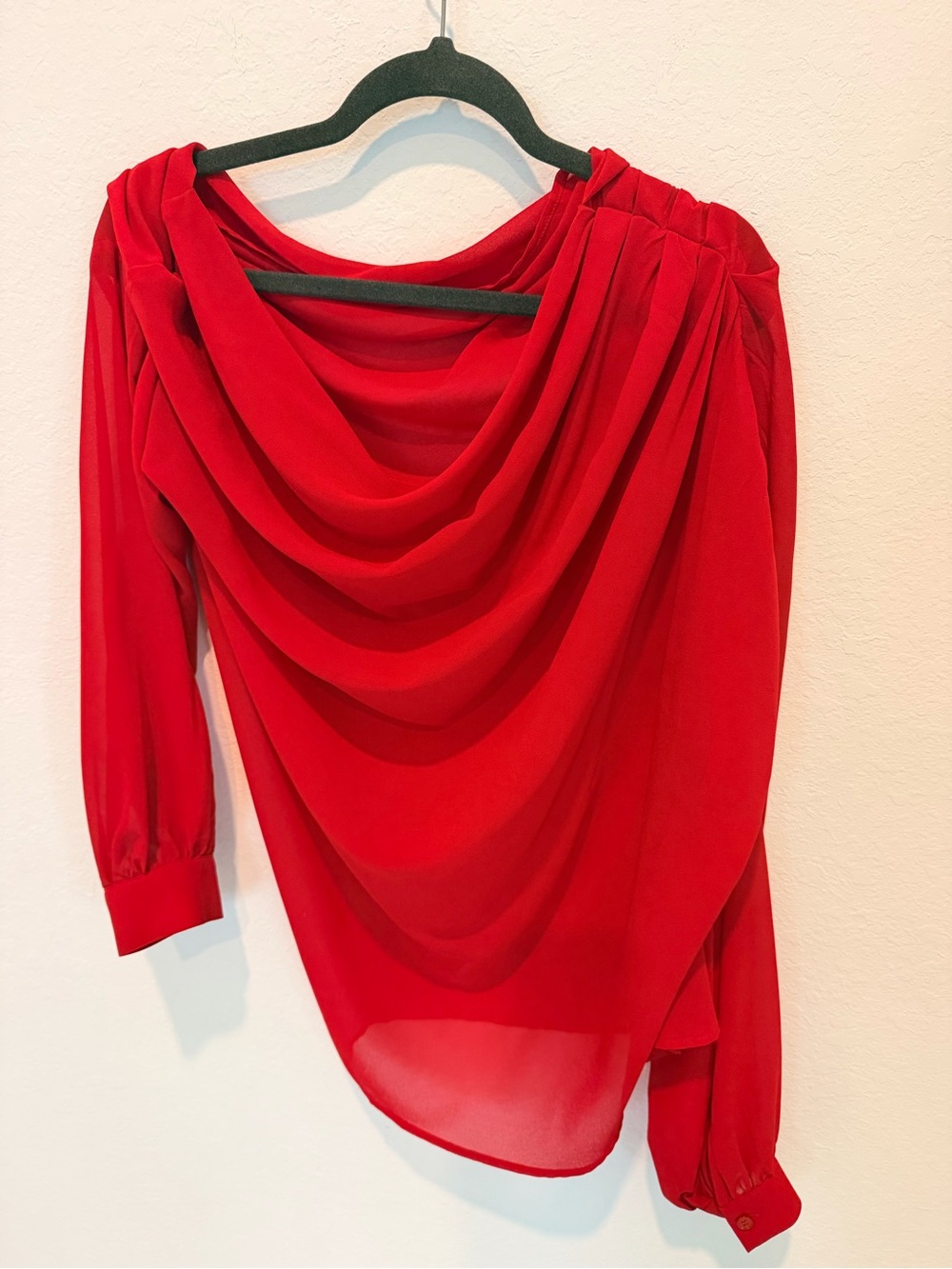 Commense Red Off-Shoulder Draped Blouse - Picture 4 of 9